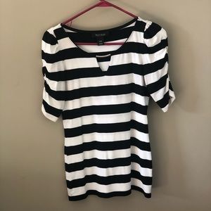 WHBM Black and White Striped Blouse